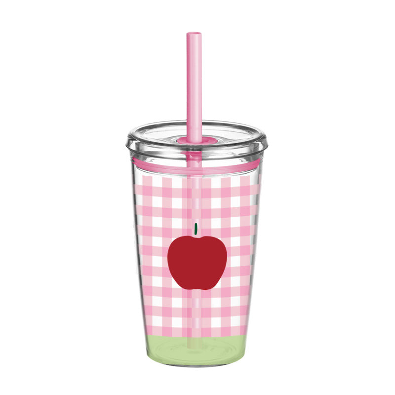 Wholesale 450ml Tritan straw cup milk tea cup coffee cup with printing simple straw cup
